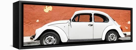 ¡Viva Mexico! Panoramic Collection - White VW Beetle Car and Brown Street Wall-Philippe Hugonnard-Framed Stretched Canvas