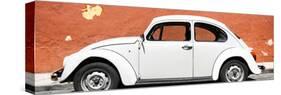 ¡Viva Mexico! Panoramic Collection - White VW Beetle Car and Brown Street Wall-Philippe Hugonnard-Stretched Canvas