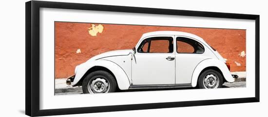 ¡Viva Mexico! Panoramic Collection - White VW Beetle Car and Brown Street Wall-Philippe Hugonnard-Framed Photographic Print