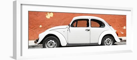 ¡Viva Mexico! Panoramic Collection - White VW Beetle Car and Brown Street Wall-Philippe Hugonnard-Framed Photographic Print