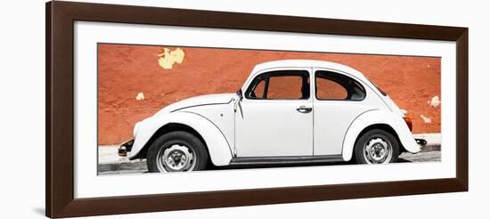 ¡Viva Mexico! Panoramic Collection - White VW Beetle Car and Brown Street Wall-Philippe Hugonnard-Framed Photographic Print