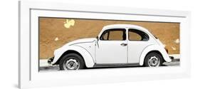 ¡Viva Mexico! Panoramic Collection - White VW Beetle Car and Caramel Street Wall-Philippe Hugonnard-Framed Photographic Print