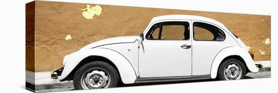 ¡Viva Mexico! Panoramic Collection - White VW Beetle Car and Caramel Street Wall-Philippe Hugonnard-Stretched Canvas