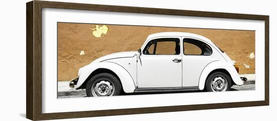 ¡Viva Mexico! Panoramic Collection - White VW Beetle Car and Caramel Street Wall-Philippe Hugonnard-Framed Photographic Print