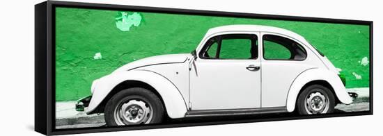 ¡Viva Mexico! Panoramic Collection - White VW Beetle Car and Green Street Wall-Philippe Hugonnard-Framed Stretched Canvas
