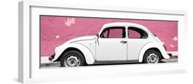 ¡Viva Mexico! Panoramic Collection - White VW Beetle Car and Light Pink Street Wall-Philippe Hugonnard-Framed Photographic Print