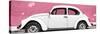 ¡Viva Mexico! Panoramic Collection - White VW Beetle Car and Light Pink Street Wall-Philippe Hugonnard-Stretched Canvas