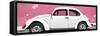 ¡Viva Mexico! Panoramic Collection - White VW Beetle Car and Light Pink Street Wall-Philippe Hugonnard-Framed Stretched Canvas