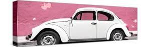 ¡Viva Mexico! Panoramic Collection - White VW Beetle Car and Light Pink Street Wall-Philippe Hugonnard-Stretched Canvas