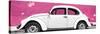 ¡Viva Mexico! Panoramic Collection - White VW Beetle Car and Pink Street Wall-Philippe Hugonnard-Stretched Canvas