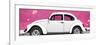 ¡Viva Mexico! Panoramic Collection - White VW Beetle Car and Pink Street Wall-Philippe Hugonnard-Framed Photographic Print