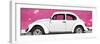 ¡Viva Mexico! Panoramic Collection - White VW Beetle Car and Pink Street Wall-Philippe Hugonnard-Framed Photographic Print