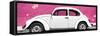 ¡Viva Mexico! Panoramic Collection - White VW Beetle Car and Pink Street Wall-Philippe Hugonnard-Framed Stretched Canvas