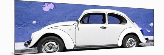 ¡Viva Mexico! Panoramic Collection - White VW Beetle Car and Royal Blue Street Wall-Philippe Hugonnard-Mounted Photographic Print