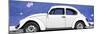 ¡Viva Mexico! Panoramic Collection - White VW Beetle Car and Royal Blue Street Wall-Philippe Hugonnard-Mounted Photographic Print
