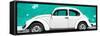 ¡Viva Mexico! Panoramic Collection - White VW Beetle Car and Turquoise Street Wall-Philippe Hugonnard-Framed Stretched Canvas
