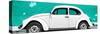 ¡Viva Mexico! Panoramic Collection - White VW Beetle Car and Turquoise Street Wall-Philippe Hugonnard-Stretched Canvas