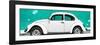 ¡Viva Mexico! Panoramic Collection - White VW Beetle Car and Turquoise Street Wall-Philippe Hugonnard-Framed Photographic Print