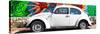 ¡Viva Mexico! Panoramic Collection - White VW Beetle Car in Cancun-Philippe Hugonnard-Stretched Canvas