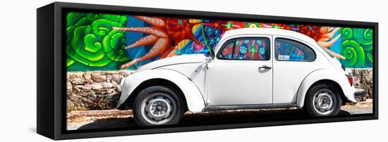 ¡Viva Mexico! Panoramic Collection - White VW Beetle Car in Cancun-Philippe Hugonnard-Framed Stretched Canvas