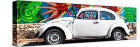 ¡Viva Mexico! Panoramic Collection - White VW Beetle Car in Cancun-Philippe Hugonnard-Stretched Canvas