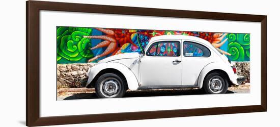 ¡Viva Mexico! Panoramic Collection - White VW Beetle Car in Cancun-Philippe Hugonnard-Framed Photographic Print