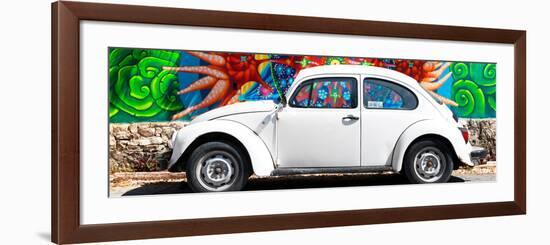 ¡Viva Mexico! Panoramic Collection - White VW Beetle Car in Cancun-Philippe Hugonnard-Framed Photographic Print