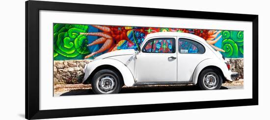 ¡Viva Mexico! Panoramic Collection - White VW Beetle Car in Cancun-Philippe Hugonnard-Framed Photographic Print