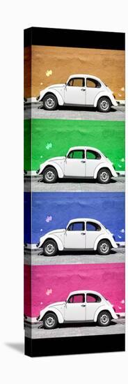 ¡Viva Mexico! Panoramic Collection - White VW Beetle Cars II-Philippe Hugonnard-Stretched Canvas