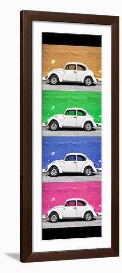 ¡Viva Mexico! Panoramic Collection - White VW Beetle Cars II-Philippe Hugonnard-Framed Photographic Print