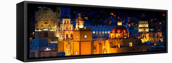 ¡Viva Mexico! Panoramic Collection - Yellow Church by Night II - Guanajuato-Philippe Hugonnard-Framed Stretched Canvas