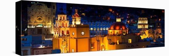 ¡Viva Mexico! Panoramic Collection - Yellow Church by Night II - Guanajuato-Philippe Hugonnard-Stretched Canvas