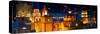 ¡Viva Mexico! Panoramic Collection - Yellow Church by Night II - Guanajuato-Philippe Hugonnard-Stretched Canvas