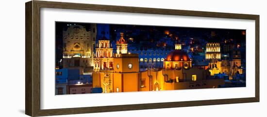 ¡Viva Mexico! Panoramic Collection - Yellow Church by Night II - Guanajuato-Philippe Hugonnard-Framed Photographic Print