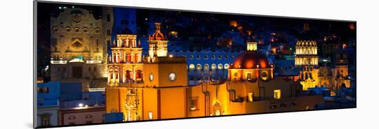 ¡Viva Mexico! Panoramic Collection - Yellow Church by Night II - Guanajuato-Philippe Hugonnard-Mounted Photographic Print