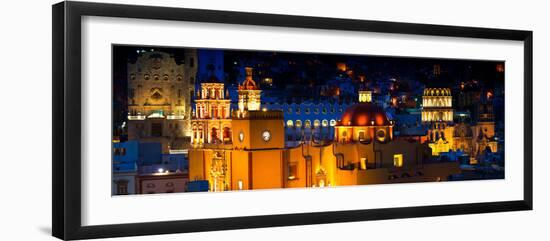 ¡Viva Mexico! Panoramic Collection - Yellow Church by Night II - Guanajuato-Philippe Hugonnard-Framed Premium Photographic Print