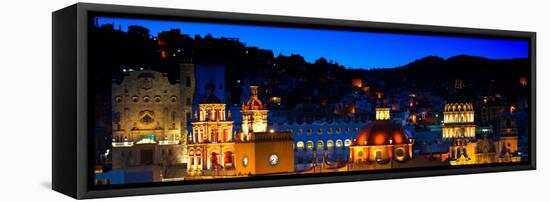 ¡Viva Mexico! Panoramic Collection - Yellow Church by Night III - Guanajuato-Philippe Hugonnard-Framed Stretched Canvas