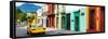 ¡Viva Mexico! Panoramic Collection - Yellow Taxi and Colorful Street in Oaxaca-Philippe Hugonnard-Framed Stretched Canvas