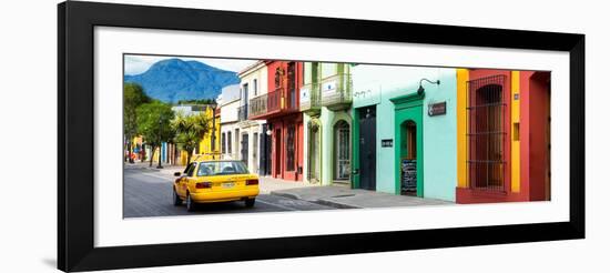 ¡Viva Mexico! Panoramic Collection - Yellow Taxi and Colorful Street in Oaxaca-Philippe Hugonnard-Framed Photographic Print