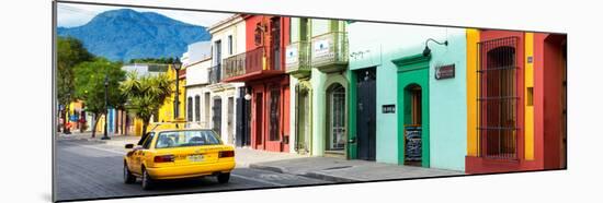 ¡Viva Mexico! Panoramic Collection - Yellow Taxi and Colorful Street in Oaxaca-Philippe Hugonnard-Mounted Photographic Print