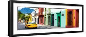 ¡Viva Mexico! Panoramic Collection - Yellow Taxi and Colorful Street in Oaxaca-Philippe Hugonnard-Framed Photographic Print