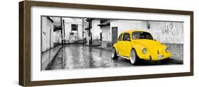 ¡Viva Mexico! Panoramic Collection - Yellow VW Beetle Car in San Cristobal de Las Casas-Philippe Hugonnard-Framed Photographic Print