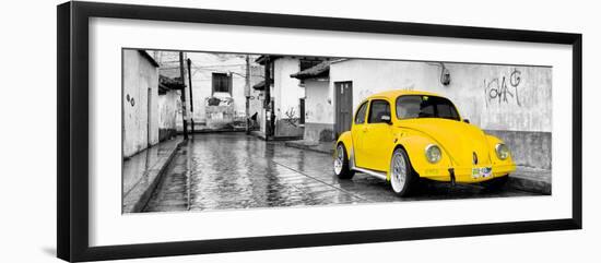 ¡Viva Mexico! Panoramic Collection - Yellow VW Beetle Car in San Cristobal de Las Casas-Philippe Hugonnard-Framed Premium Photographic Print