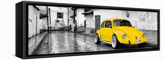 ¡Viva Mexico! Panoramic Collection - Yellow VW Beetle Car in San Cristobal de Las Casas-Philippe Hugonnard-Framed Stretched Canvas