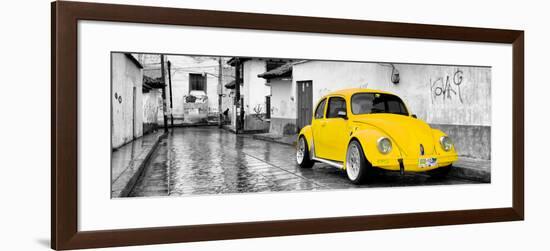 ¡Viva Mexico! Panoramic Collection - Yellow VW Beetle Car in San Cristobal de Las Casas-Philippe Hugonnard-Framed Photographic Print