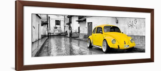 ¡Viva Mexico! Panoramic Collection - Yellow VW Beetle Car in San Cristobal de Las Casas-Philippe Hugonnard-Framed Photographic Print