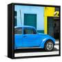 ¡Viva Mexico! Square Collection - "15 Street" Blue VW Beetle Car-Philippe Hugonnard-Framed Stretched Canvas
