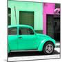 ¡Viva Mexico! Square Collection - "15 Street" Coral Green VW Beetle Car-Philippe Hugonnard-Mounted Photographic Print