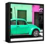 ¡Viva Mexico! Square Collection - "15 Street" Coral Green VW Beetle Car-Philippe Hugonnard-Framed Stretched Canvas