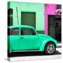 ¡Viva Mexico! Square Collection - "15 Street" Coral Green VW Beetle Car-Philippe Hugonnard-Stretched Canvas
